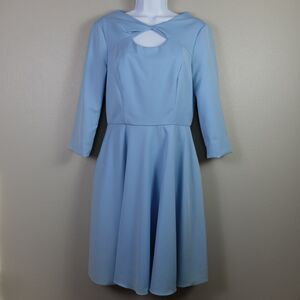 Lotus by Lotus Threads Blue Sweetheart Neck 3/4 Sleeve A-Line Dress Size 6
